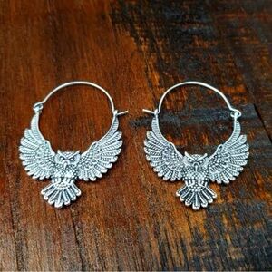 925 Sterling Antiqued Silver Plated Bohemian Octopus Hoop Drop Earrings Goth